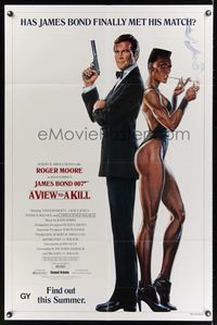 6y935 VIEW TO A KILL advance 1sh '85 art of Roger Moore as James Bond 007 by Daniel Gouzee!