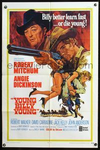 6y992 YOUNG BILLY YOUNG 1sh '69 art of Robert Mitchum, sexy Angie Dickinson & Robert Walker!