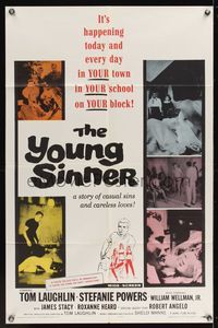 6y993 YOUNG SINNER 1sh '65 Tom Laughlin pre-Billy Jack, casual sins and careless loves!