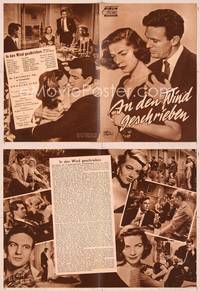 6z164 WRITTEN ON THE WIND German program '56 different images of sexy Lauren Bacall & Robert Stack!