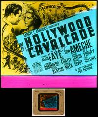 6z029 HOLLYWOOD CAVALCADE glass slide '39 Alice Faye & Don Ameche in history of early Hollywood!