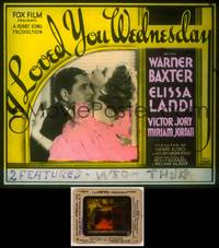 6z032 I LOVED YOU WEDNESDAY glass slide '33 great close up of Warner Baxter & Elissa Landi!