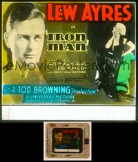 6z034 IRON MAN glass slide '31 directed by Tod Browning, Lew Ayres & sexy Jean Harlow!