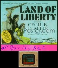 6z040 LAND OF LIBERTY glass slide '39 Cecil B. DeMille's epic of U.S. history w/139 famed stars!