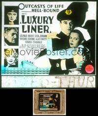 6z043 LUXURY LINER glass slide '33 George Brent is the doctor on a Love Boat-like cruise ship!