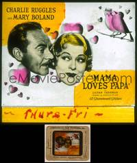 6z045 MAMA LOVES PAPA style B glass slide '33 middle-aged lovebirds Mary Boland & Charlie Ruggles!