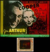 6z048 MR. DEEDS GOES TO TOWN glass slide '36 best c/u of Gary Cooper & Jean Arthur, Frank Capra