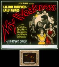 6z049 MY WEAKNESS glass slide '33 Lew Ayres & Lillian Harvey surrounded by seven sexy girls!