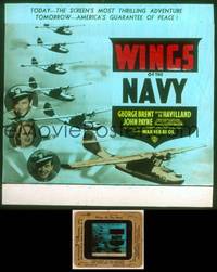 6z062 WINGS OF THE NAVY glass slide '39 tomorrow these planes are are America's guarantee of peace!