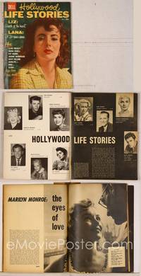 6z086 HOLLYWOOD LIFE STORIES magazine Vol. 1 #8 1958, art of Elizabeth Taylor + Marilyn & Elvis!