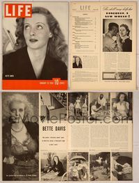 6z108 LIFE MAGAZINE magazine January 23, 1939, Bette Davis close up showing her eyes!