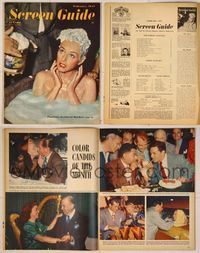 6z099 SCREEN GUIDE magazine February 1947, Paulette Goddard being made up with fake soap suds!