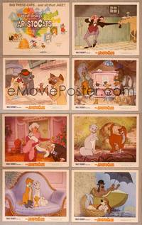 7a026 ARISTOCATS 8 LCs '71 Walt Disney feline jazz musical cartoon, great images!