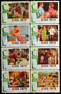 7a039 BEACH PARTY 8 LCs '63 Frankie Avalon & Annette Funicello, surfing & romance!