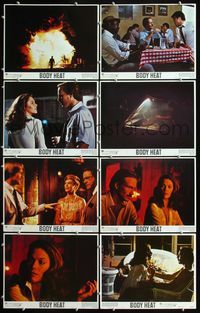 7a053 BODY HEAT 8 LCs '81 Lawrence Kasdan directed, sexy Kathleen Turner & William Hurt!
