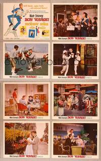 7a054 BON VOYAGE  8 LCs '62 Walt Disney, Fred MacMurray, Jane Wyman, wacky title card art!