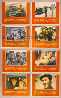 7a057 BOUND FOR GLORY 8 LCs '76 David Carradine as folk singer Woody Guthrie!