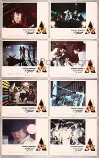 7a093 CLOCKWORK ORANGE  8 LCs '72 Stanley Kubrick classic, creepy Malcolm McDowell!