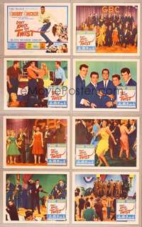 7a132 DON'T KNOCK THE TWIST 8 LCs '62 image of dancing Chubby Checker, rock & roll!