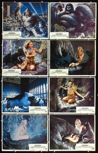 7a308 KING KONG  8 LCs '76 sexy Jessica Lange, special effects scenes + 2 cool John Berkey art cards