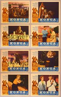 7a323 KONGA 8 LCs '61 great border art of giant angry ape terrorizing city by Reynold Brown!