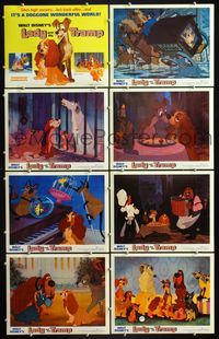 7a333 LADY & THE TRAMP 8 LCs R72 Walt Disney romantic canine classic cartoon!