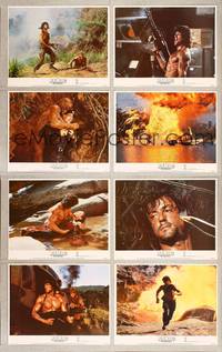 7a504 RAMBO FIRST BLOOD PART II 8 LCs '85 cool images of one man army Sylvester Stallone!
