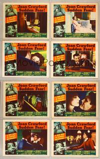 7a552 SUDDEN FEAR 8 LCs '52 images of terrified Joan Crawford, Jack Palance!