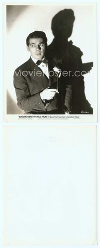 7b193 BORDERTOWN 8x10 still '35 moody portrait of Paul Muni with shadow on wall!
