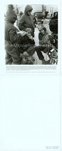 7b255 COUNTRY candid 8x10 still '84 close up of director Richard Pearce with star Sam Shepard!