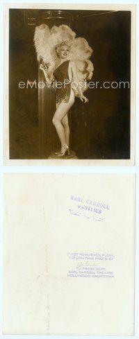 7b290 EARL CARROLL VANITIES 8x10 still '30s beautiful barely-dressed showgirl with wild headdress!