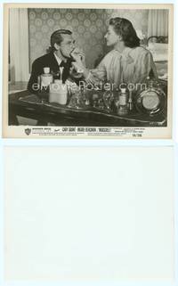 7b392 INDISCREET 8x10 still '58 Cary Grant kissing Ingrid Bergman's hand at make up table!
