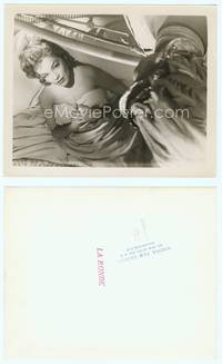 7b433 LA RONDE 8x10 still '50 super close up of Simone Signoret laying naked in bed under sheet!