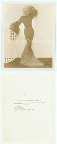7b473 MAE WEST 8x10 still '30s fantastic full-length portrait in wild tight feathered dress!
