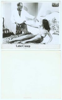 7b526 NAZI LOVE CAMP 8x10 still '77 lecherous old guy with naked girl on bed!
