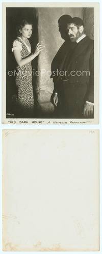 7b542 OLD DARK HOUSE 8x10 still '32 full-length Boris Karloff with beard scaring Lilian Bond!