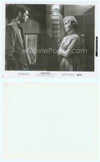 7b571 PSYCHO 8x10 still '60 Anthony Perkins confronts Janet Leigh outside Bates Motel, Hitchcock