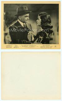 7b613 SCARLET STREET English 8x10 FoH LC '45 Fritz Lang, best c/u of Edward G. Robinson & Bennett!