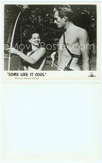 7b636 SOME LIKE IT COOL 8x10 still '61 nudist Julie Wilson & husband Marc Rolland w/bow & arrow!
