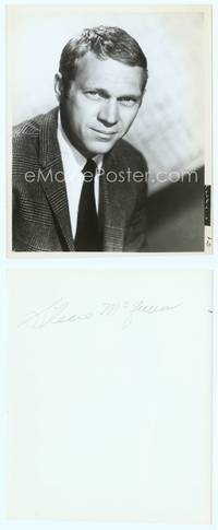 7b659 STEVE MCQUEEN 8x10 still '60s great portrait with suit and tie, with wry look on his face!