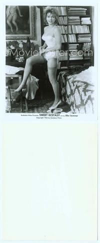 7b669 SWEET ECSTASY 8x10 still '62 super sexy barely-dressed Elke Sommer adjusting stocking!