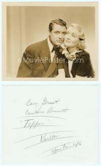 7b690 TOPPER 8x10 still '37 great close up of Constance Bennett & Cary Grant cheek-to-cheek!