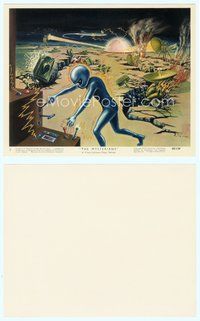 7b069 MYSTERIANS Eng/US color 8x10 still #5 '59 art of alien at computer by Robert Rigg!