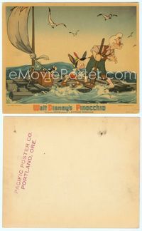 7b081 PINOCCHIO 8x10 LC '40 Disney, Pinocchio, Gepetto & Figaro on raft at sea!