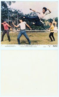7b040 FISTS OF FURY 8x10 mini LC #7 '73 best image of Bruce Lee kicking bad guys in mid-air!