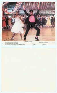 7b046 GREASE 8x10 mini LC#1 '78 close up of John Travolta & Olivia Newton-John on dancefloor!