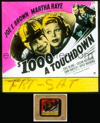 7c019 $1,000 A TOUCHDOWN glass slide '39 great c/u of Joe E. Brown & Martha Raye in football!