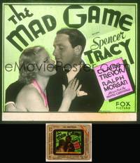 7c028 MAD GAME glass slide '33 great close up of Spencer Tracy holding sexy Claire Trevor!