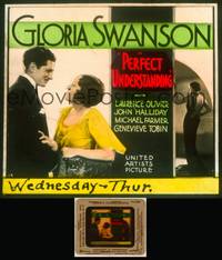 7c044 PERFECT UNDERSTANDING glass slide '33 Gloria Swanson, Olivier, written by Michael Powell!