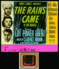 7c047 RAINS CAME glass slide '39 Myrna Loy, Tyrone Power wearing turban, George Brent